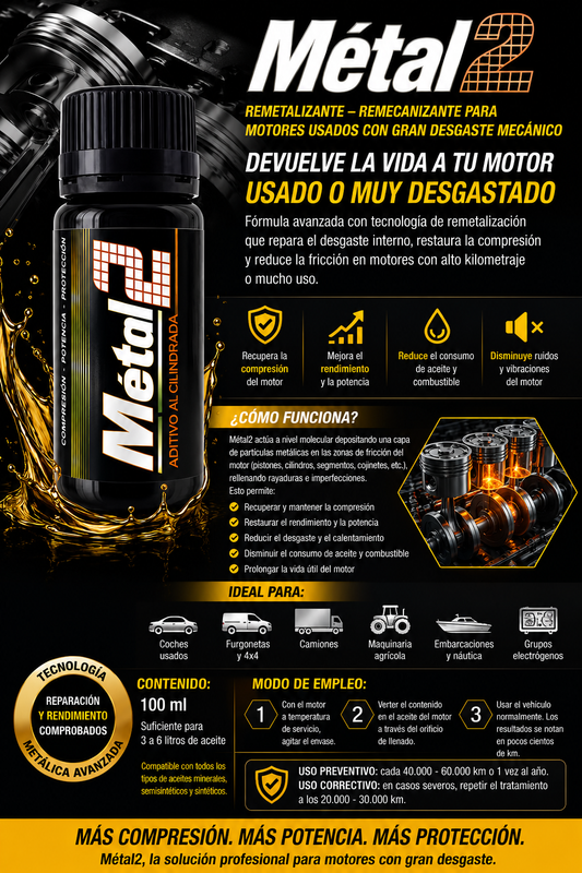 METAL2 Negro — Reparador Profesional para Motores Grandes y Alto Desgaste