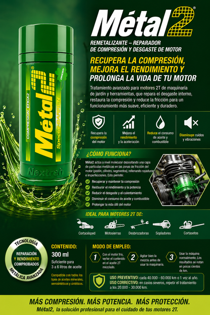METAL2 Verde Garden — Reparador para Motores Pequeños de Jardín y Ocio