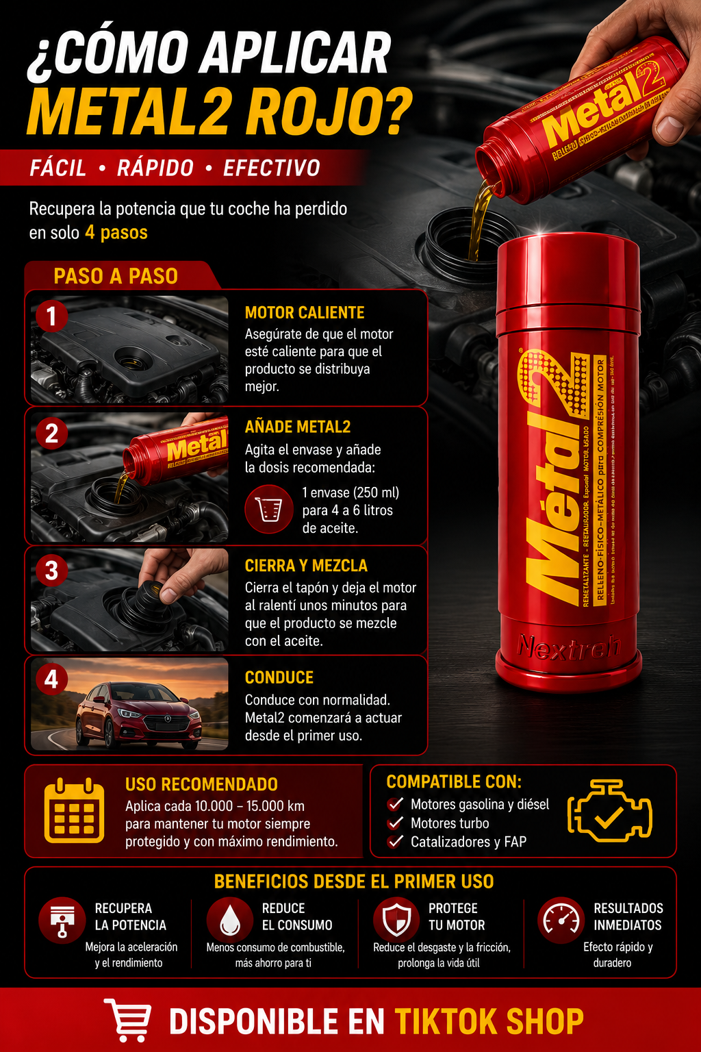 METAL2 Rojo — Recupera la Potencia que tu Coche Ha Perdido